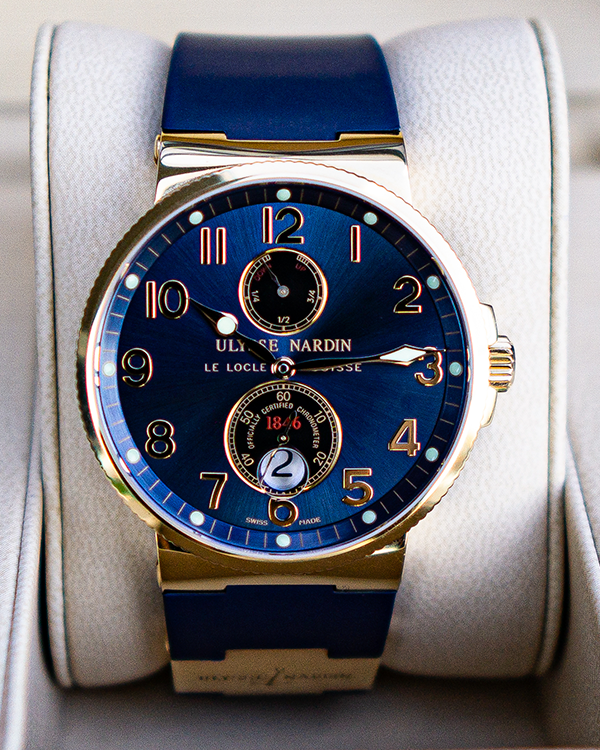 2015 Ulysse Nardin Maxi Marine Chronometer 41MM Blue Dial Rubber Strap (266-66)
