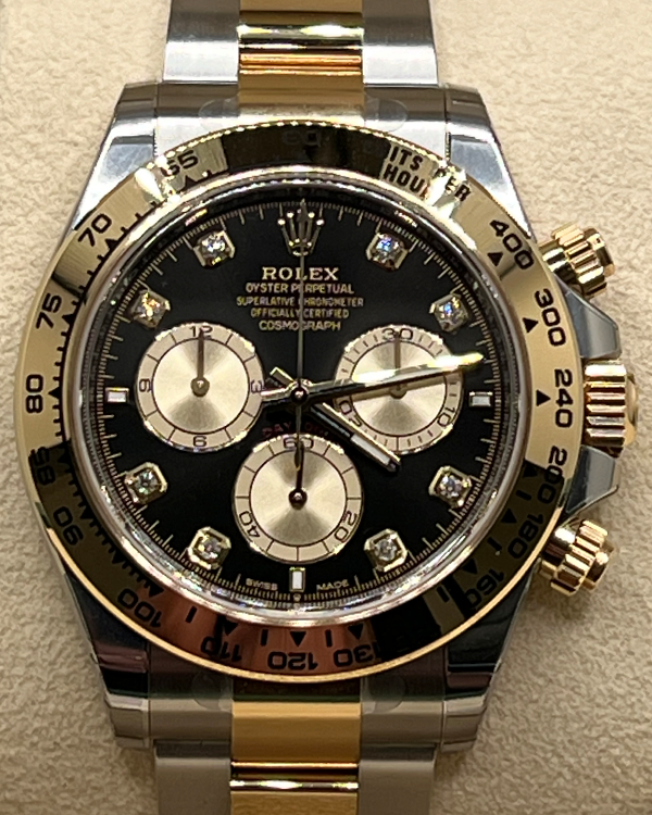 2023 "New Release" Rolex Cosmograph Daytona 40MM Diamond Black Dial Two-Tone Bracelet (126503-0002)