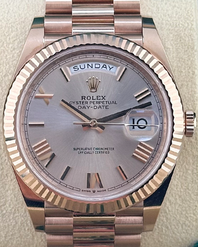 2021 Rolex Day-Date 40MM Rose Gold Sundust Dial President Bracelet (228235)