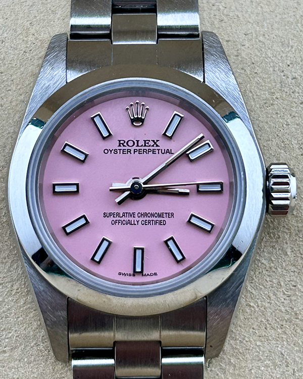 Rolex Oyster Perpetual 26MM Aftermarket Candy Pink Dial Oyster Bracelet (67180)