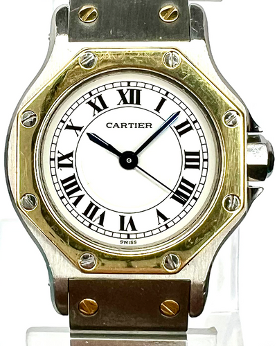 Cartier Santos Octagon De Cartier 25MM White Dial Two-Tone Bracelet (0907)