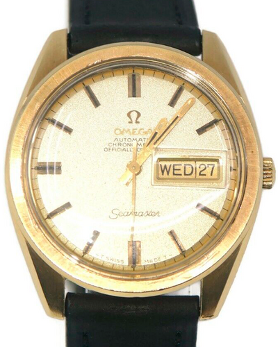 Omega Seamaster Day Date 36MM Champagne Dial Leather Strap (168.032)