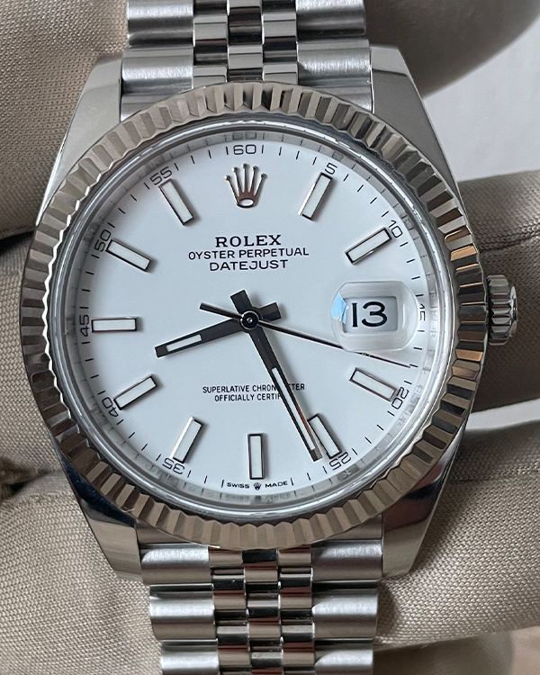 2023 Rolex Datejust 41MM Jubilee Oystersteel and White Gold Silver Dial (126334)