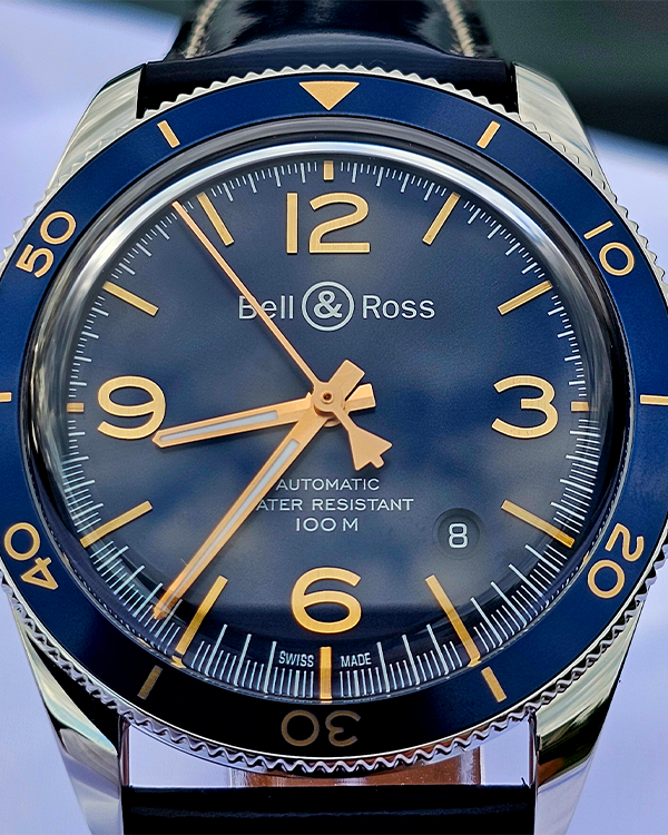 2023 Bell & Ross V2-92 Aéronavale 41MM Blue Dial Leather Strap (BRV292-BU-G-ST/SCA)