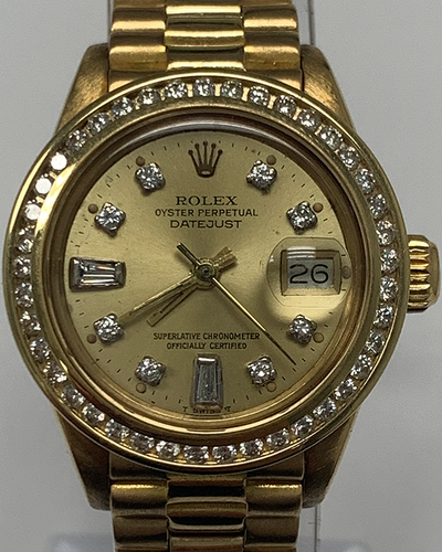 Rolex Lady-Datejust 26MM Champagne Dial Yellow Gold President Bracelet (6917)