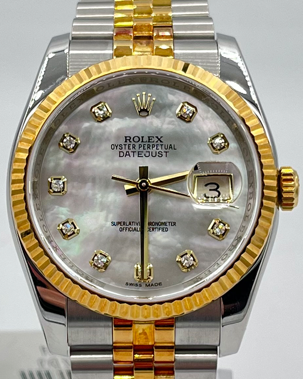 2011 Rolex Datejust 36MM Mother of Pearl Dial Two-Tone Jubilee Bracelet (116233)