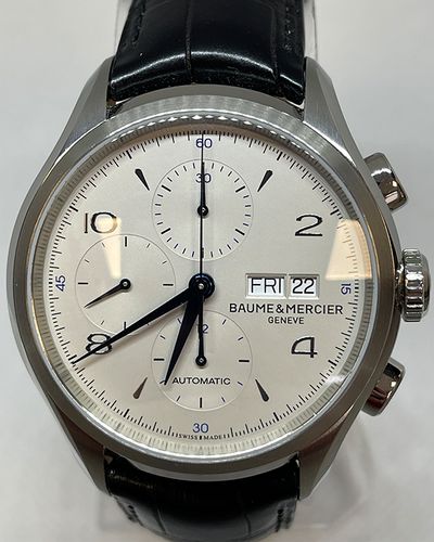 Baume & Mercier Clifton 43MM Silver Dial Leather Strap (M0A10123)