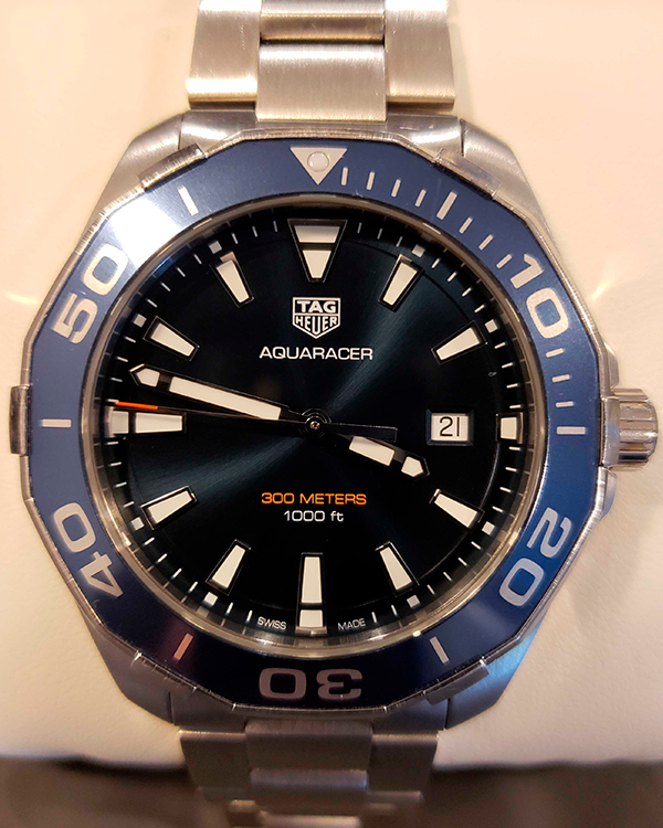 No Reserve - TAG Heuer Aquaracer 300M 43MM Quartz Blue Dial Steel Bracelet (WAY101C.BA0746)