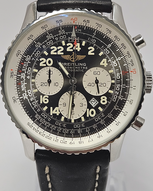 Breitling Navitimer Cosmonaute 41MM Black Dial Leather Strap (A22322)