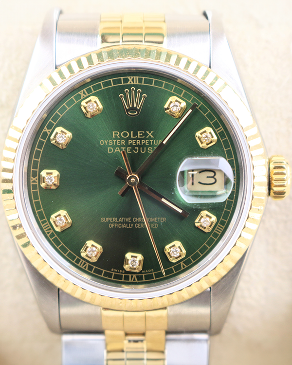 1986 Rolex Datejust 36MM Aftermarket Green Dial Two-Tone Jubilee Bracelet (16013)