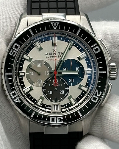 Zenith El Primero Stratos Flyback 45.5MM Silver Dial Rubber Strap (03.2062.4057/69.R515)