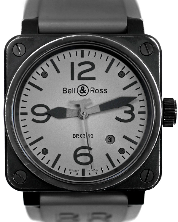 Bell & Ross BR03-92 42MM Grey Dial Rubber Strap (BR03-92-S-24818)