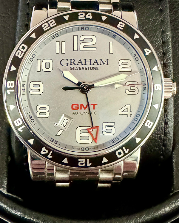 Graham Silverstone Time Zone GMT 42MM Silver Dial Steel Bracelet (2TZA ...