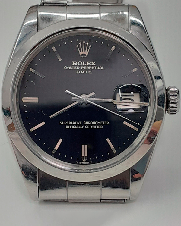 Rolex Oyster Perpetual Date 34MM Black Dial Steel Bracelet (1500)