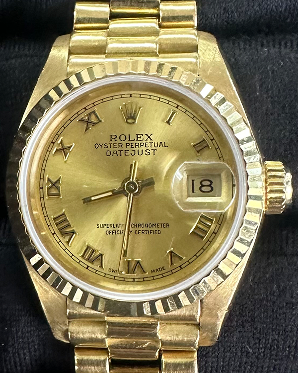 Rolex Lady-Datejust 26MM Champagne Dial Yellow Gold President Bracelet (69178)