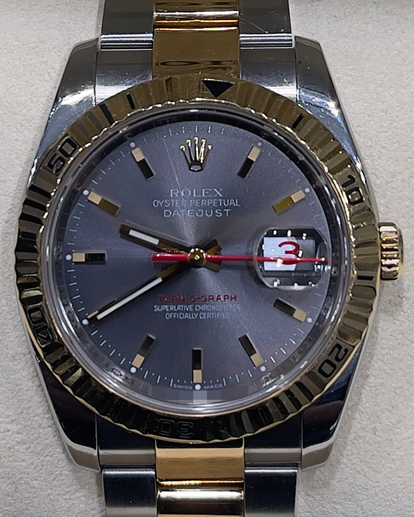 Rolex Datejust Turn-O-Graph 36MM Bracelet Two-Tone Grey Dial (116263)