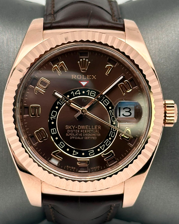 2014 Rolex Sky-Dweller 42MM Chocolate Dial Leather Strap (326135)