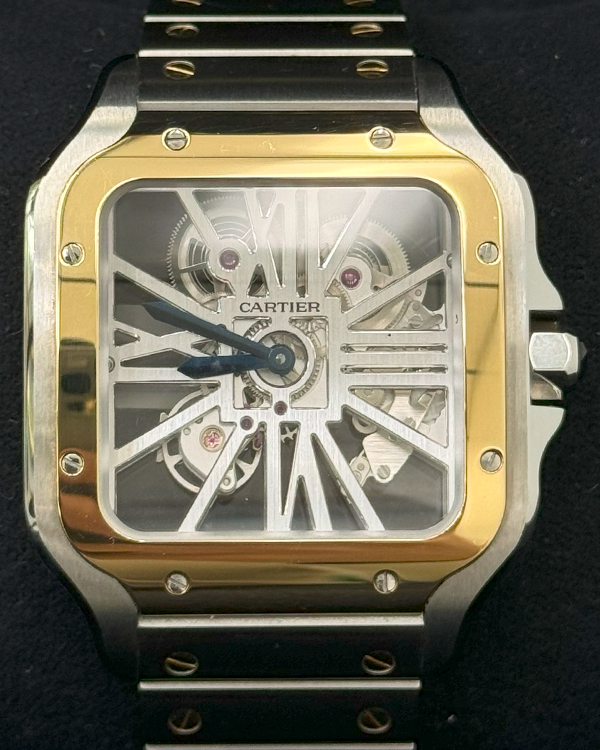 Cartier Santos De Cartier 39.7MM Skeleton Dial Two-Tone Bracelet (WHSA0019)