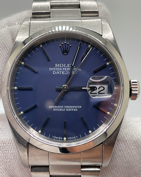 2000 Rolex Datejust 36MM Aftermarket Blue Dial Oyster Bracelet (16200)