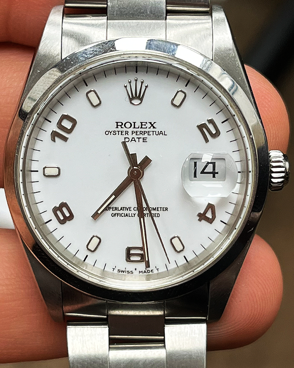 Rolex Oyster Perpetual Date 34MM White Dial Oyster Bracelet (15200)