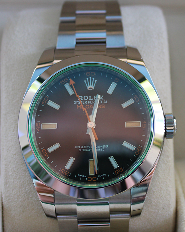 No Reserve - 2022 Rolex Milgauss Oystersteel Black Dial Green Crystal (116400GV)