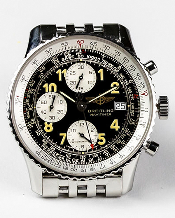 1999 Breitling Old Navitimer II 41.5MM Black Dial Steel Bracelet (A13022)