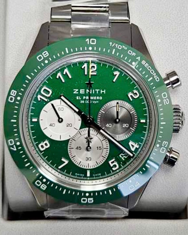 2024 Zenith Chronomaster Sport X Aaron Rodger L.E. 41MM Green Dial Steel Bracelet (03.3117.3600/56.M3100)