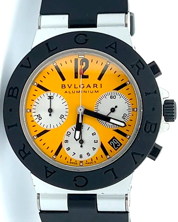 Bvlgari Diagono 38MM Yelllow Dial Rubber Strap (AC 38 TA)