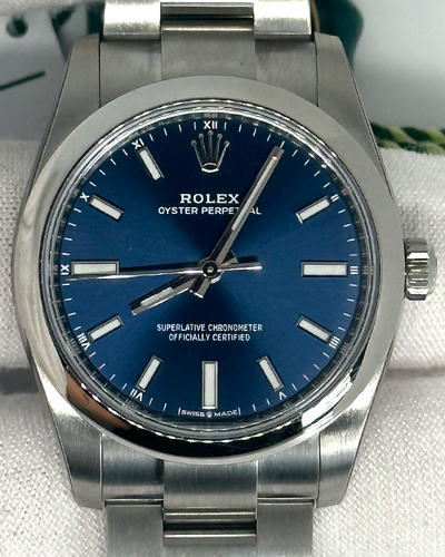 2022 Rolex Oyster Perpetual 34MM Blue Dial Oyster Bracelet (124200)