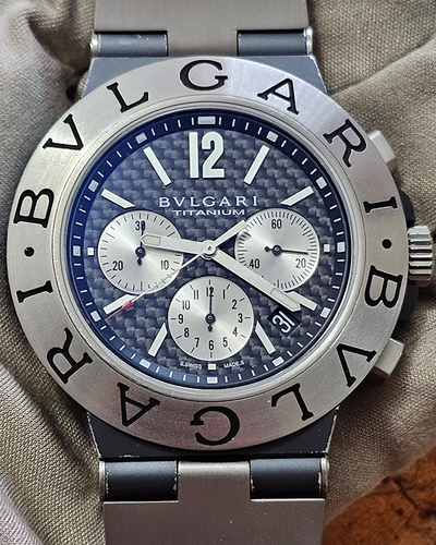 Bvlgari Diagono 44MM Black Dial Rubber Strap (TI 44 TA CH)