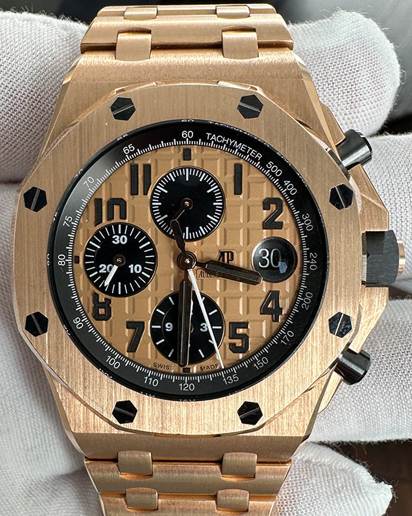 Audemars Piguet Royal Oak Offshore Chronograph 42MM Gold Dial Pink Gold Bracelet (26470OR.OO.1000OR.01.A)