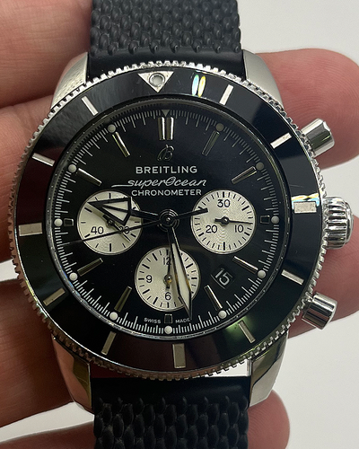 Breitling Superocean 44MM Black Dial Rubber Strap (AB0162)