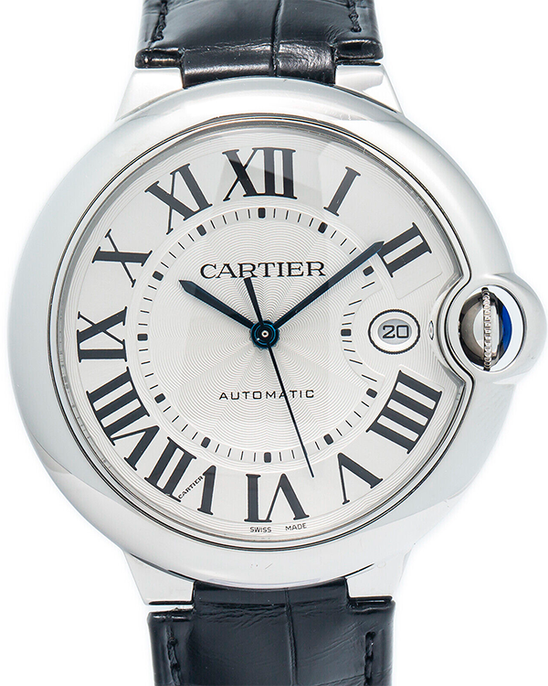 Cartier Ballon Bleu 42MM Silver Dial Leather Strap (WSBB0026)