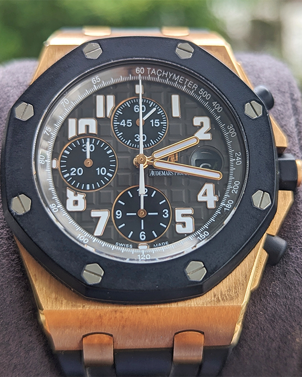 2012 Audemars Piguet Royal Oak Offshore Chronograph 42MM Rubberclad Strap Rose Gold Grey Dial (25940OK)