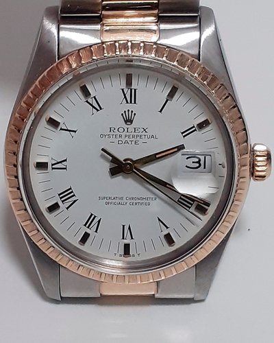 Rolex Oyster Perpetual Date 34MM White Dial Two-Tone Oyster Bracelet (15053)