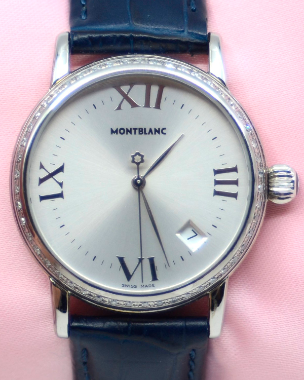 Montblanc Meisterstück 36MM Quartz Silver Dial Leather Strap (7042)