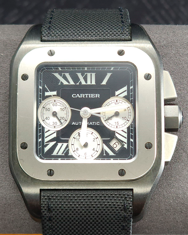 2009 Cartier Santos 100  XL 46MM Black Dial Textile Strap (W2020005)