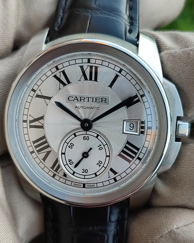 Cartier Calibre de Cartier 38MM Silver Dial Leather Strap (WSCA0003)