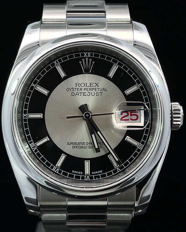 Rolex Datejust 36MM Silver/Black "Tuxedo" Dial Oyster Bracelet (116200)