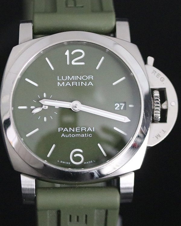 2022 Panerai Luminor Marina Quaranta Verde Militare 40MM Green Dial Rubber Strap (PAM01304)