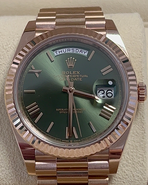 2018 Rolex Day-Date 40MM Green Dial Rose Gold President Bracelet (228235)