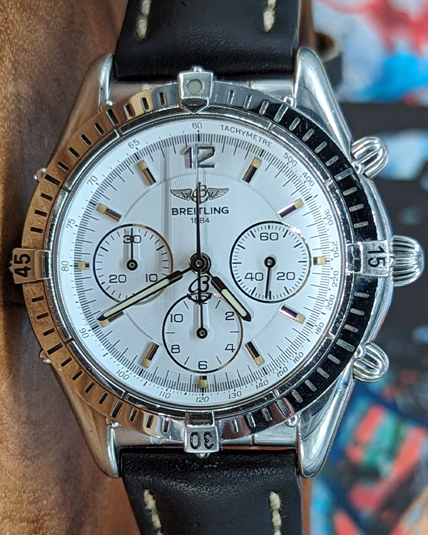 Breitling Cockpit Chronograph 37MM White Dial Leather Strap (A30011)