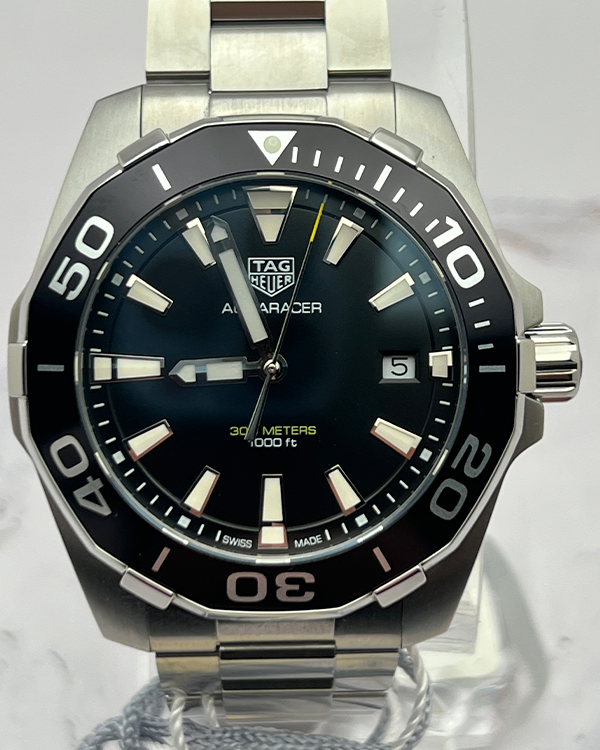 No Reserve - 2022 TAG Heuer Aquaracer 300M Quartz 41MM Black Dial Steel Bracelet (WAY111A.BA0928)