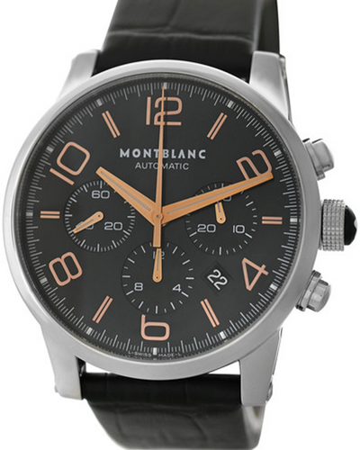 Montblanc Timewalker Chronograph Date 43MM Black Dial Leather Strap (7069)