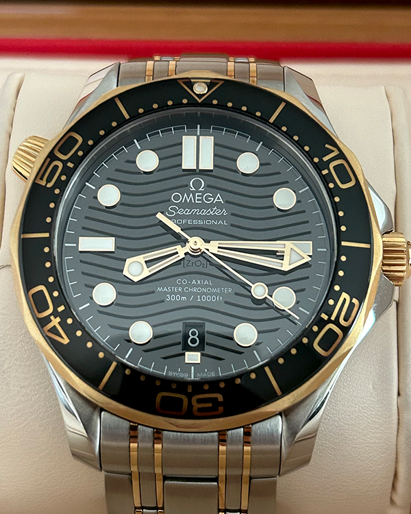 2019 Omega Seamaster Professional Diver 300M 42M Black Dial Two Tone Bracelet (210.20.42.20.01.002)