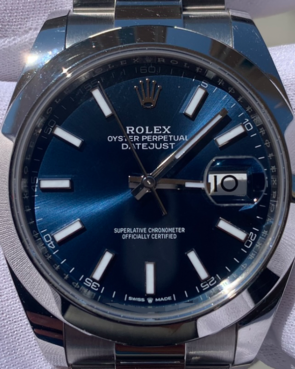 2022 Rolex Datejust 41 Oystersteel Blue Stick Dial (126300)