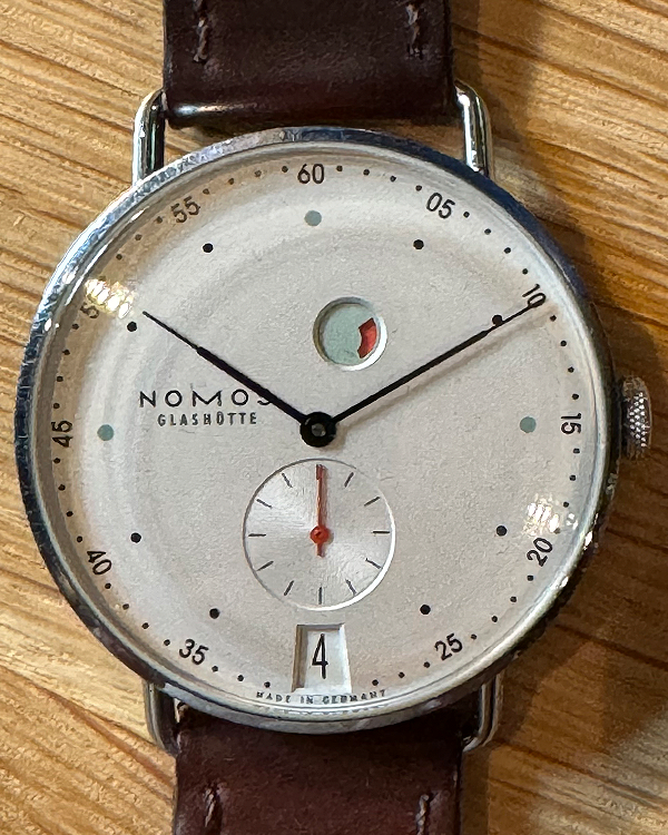 2014 Nomos Glashütte Metro Datum Gangreserve 37MM White Dial Leather Strap (1101)