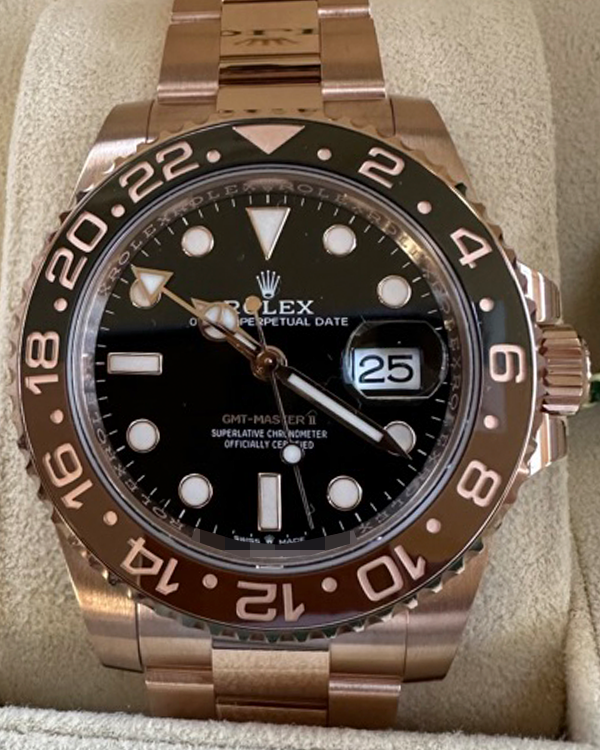 2022 Rolex GMT-Master II "Rootbeer" 40MM Black Dial Everose Bracelet (126715CHNR)