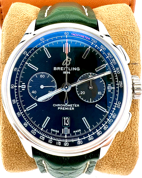 2020 Breitling Premier B01 Chronograph Bently Edition 42MM Green Dial Leather Strap (AB0118A11L1X1)