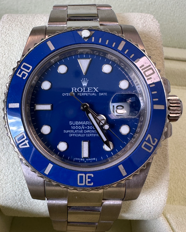 Rolex Submariner Date "Smurf" 40MM Blue Dial White Gold Oyster Bracelet (116619LB)